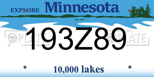 193Z89 Minnesota License Plate