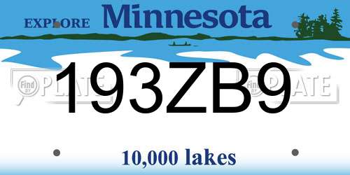 193ZB9 Minnesota License Plate