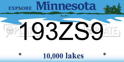 193ZS9 Minnesota License Plate