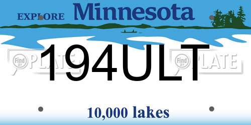 194ULT Minnesota License Plate