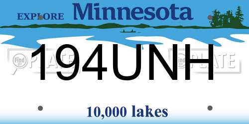 194UNH Minnesota License Plate