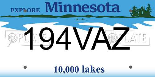194VAZ Minnesota License Plate