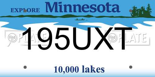 195UXT Minnesota License Plate