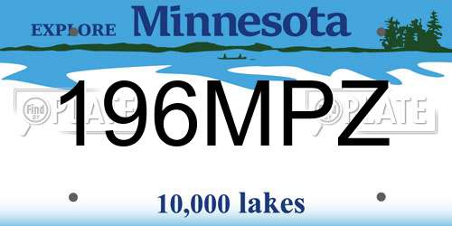 196MPZ Minnesota License Plate