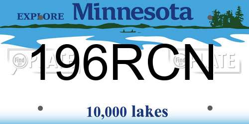 196RCN Minnesota License Plate