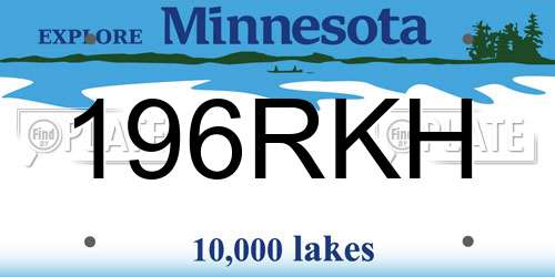 196RKH Minnesota License Plate