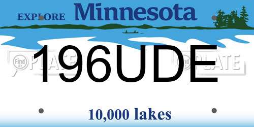 196UDE Minnesota License Plate
