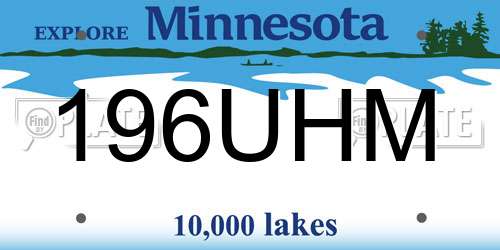 196UHM Minnesota License Plate