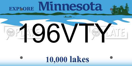 196VTY Minnesota License Plate