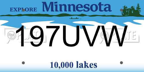 197UVW Minnesota License Plate