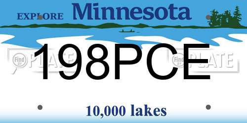 198PCE Minnesota License Plate