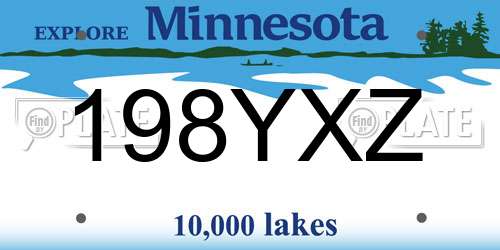 198YXZ Minnesota License Plate