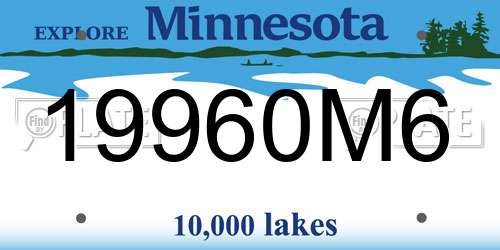 19960M6 Minnesota License Plate