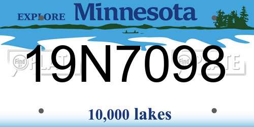 19N7098 Minnesota License Plate