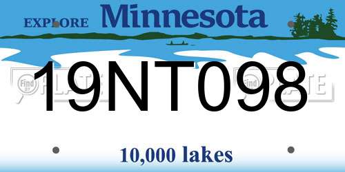 19NT098 Minnesota License Plate