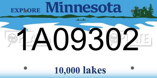 1A09302 Minnesota License Plate