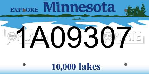 1A09307 Minnesota License Plate