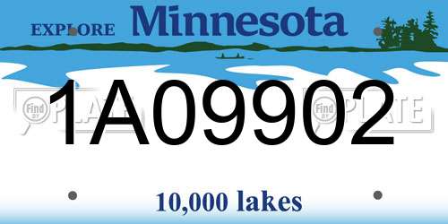 1A09902 Minnesota License Plate