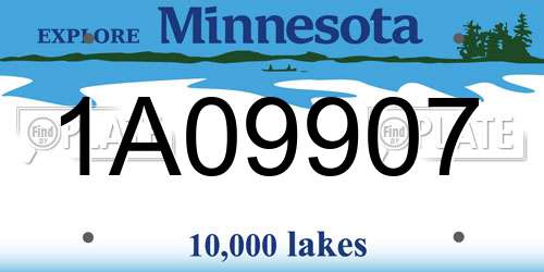 1A09907 Minnesota License Plate