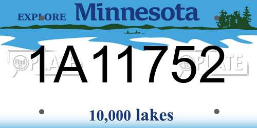 1A11752 Minnesota License Plate