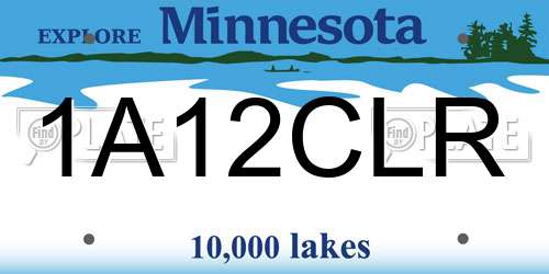1A12CLR Minnesota License Plate