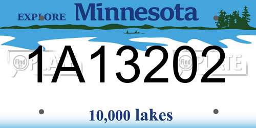 1A13202 Minnesota License Plate