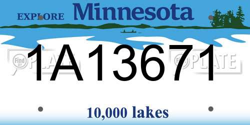 1A13671 Minnesota License Plate
