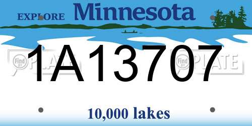 1A13707 Minnesota License Plate