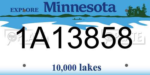 1A13858 Minnesota License Plate