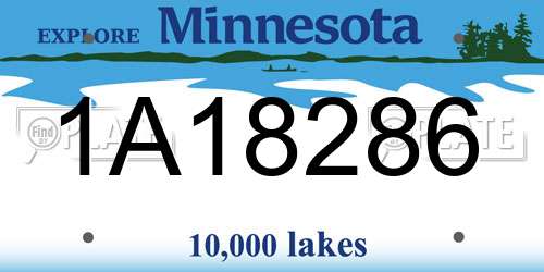 1A18286 Minnesota License Plate