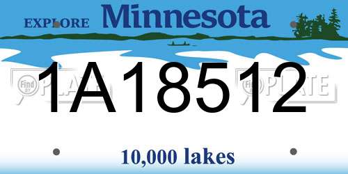 1A18512 Minnesota License Plate
