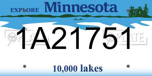1A21751 Minnesota License Plate