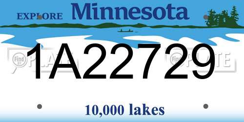 1A22729 Minnesota License Plate