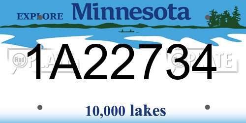 1A22734 Minnesota License Plate