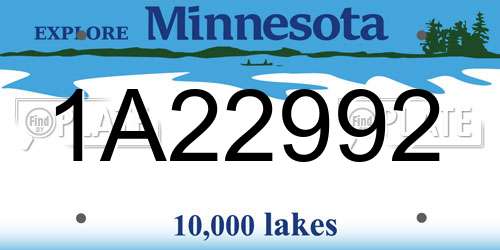 1A22992 Minnesota License Plate