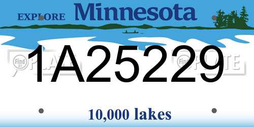 1A25229 Minnesota License Plate