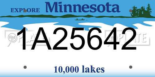 1A25642 Minnesota License Plate
