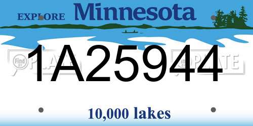 1A25944 Minnesota License Plate