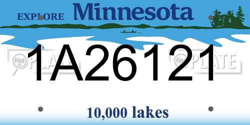 1A26121 Minnesota License Plate
