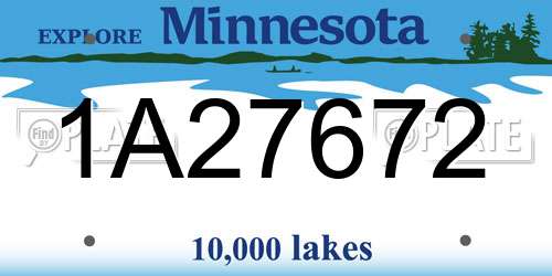 1A27672 Minnesota License Plate