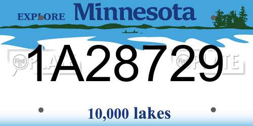 1A28729 Minnesota License Plate