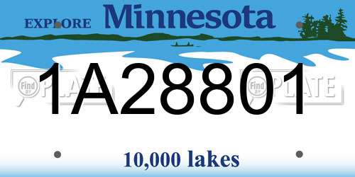 1A28801 Minnesota License Plate