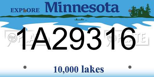 1A29316 Minnesota License Plate