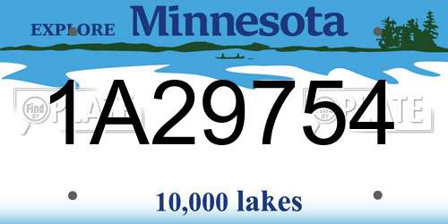 1A29754 Minnesota License Plate
