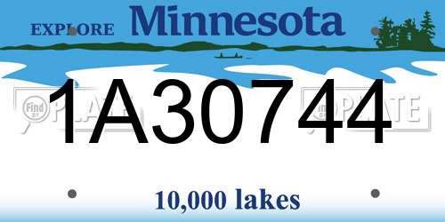 1A30744 Minnesota License Plate