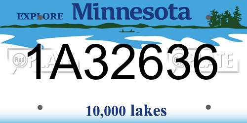1A32636 Minnesota License Plate