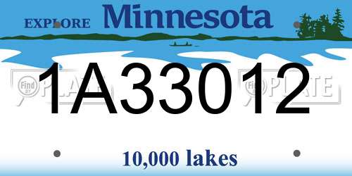 1A33012 Minnesota License Plate