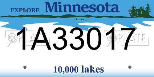 1A33017 Minnesota License Plate