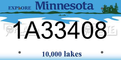 1A33408 Minnesota License Plate