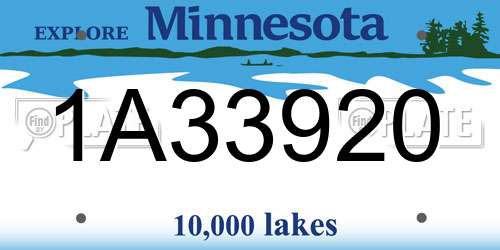 1A33920 Minnesota License Plate